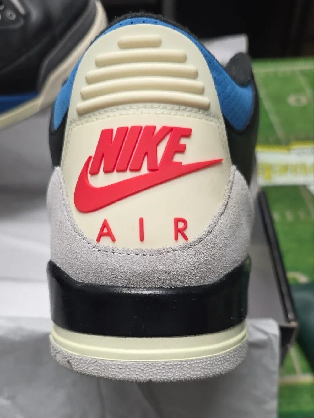Jordan Black, Gray and Blue Retro Basketball Sneakers